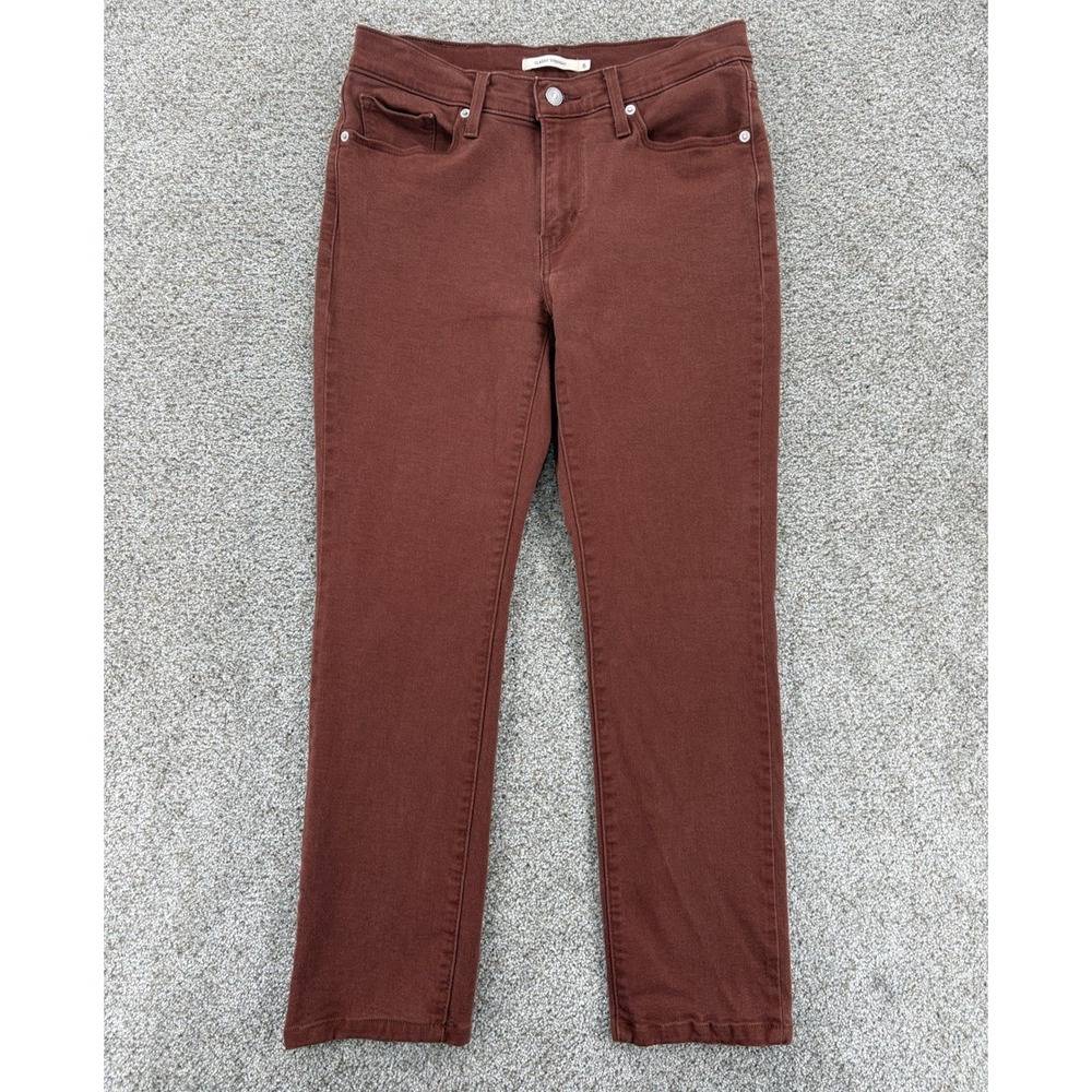 Levis Jeans Womens 6 Red Terracotta Straight Crop Mid Rise Autumn Fall‎ Classic